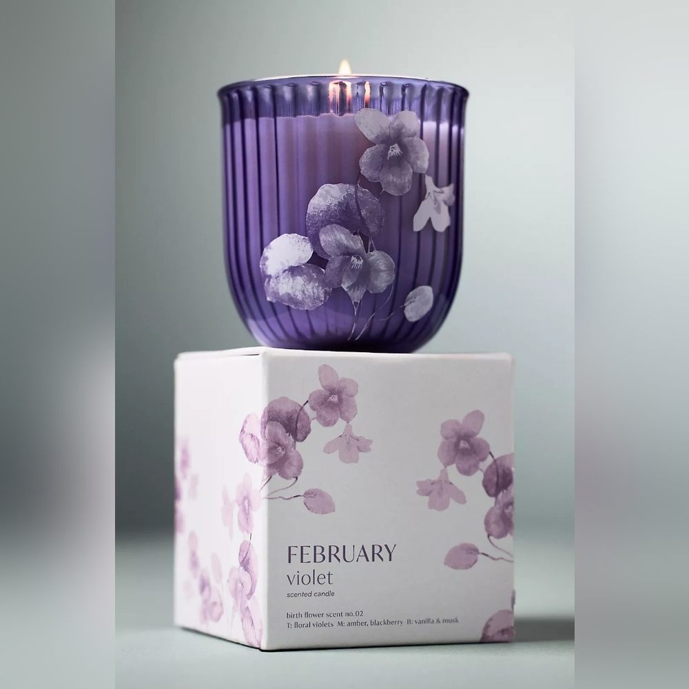 Anthropologie Birth Month Flower Candle February Violet & Blackberry